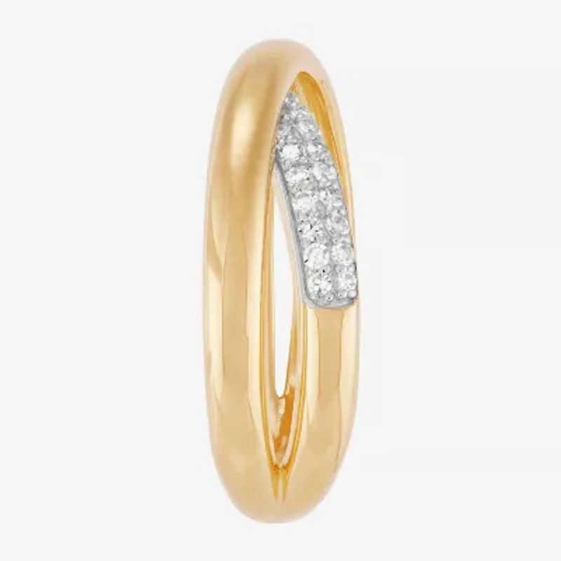 (H-I,Si1-Si2) Womens 1/4 CT. T.W. Lab Grown White Diamond 14K Gold Over Silver Sterling Crossover Band