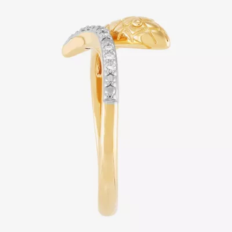 (H-I, Si2) Snake Womens Diamond Accent Lab Grown White 14K Gold Over Silver Bypass  Band