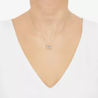 (H-I Womens 1/10 CT. T.W. Lab Grown White Diamond 14K Gold Over Silver Sterling Silver Butterfly 18 Inch Pendant Necklace