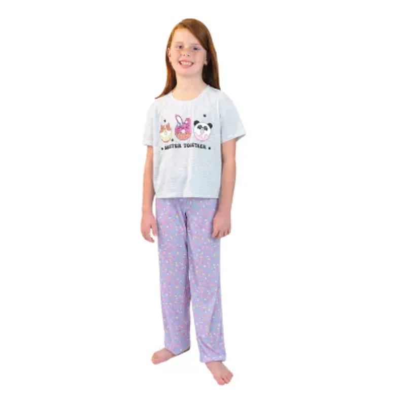 Dots & Dreams Little & Big Kid Girls Round Neck Short Sleeve 3-pc. Pajama Sets