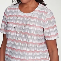 Alfred Dunner Estate Of Mind Womens Crew Neck Short Sleeve T-Shirt