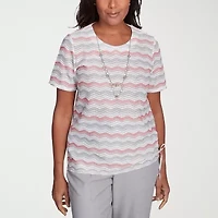 Alfred Dunner Estate Of Mind Womens Crew Neck Short Sleeve T-Shirt