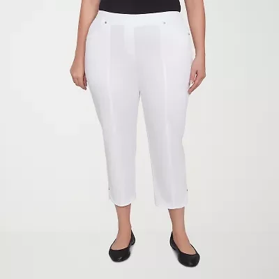 Alfred Dunner Nantucket Womens Stretch Fabric Straight Plus Capri Pant