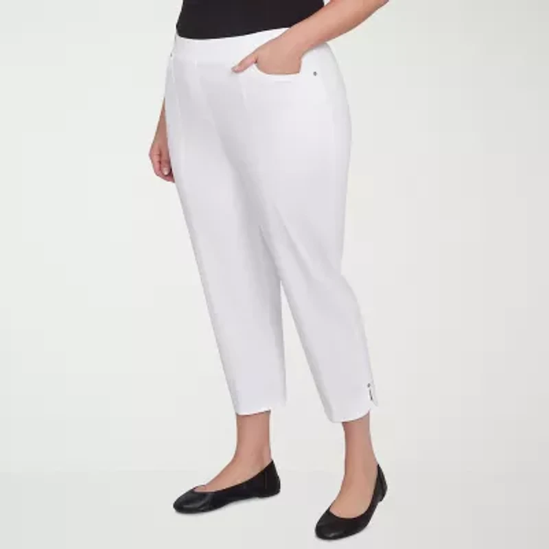 Alfred Dunner Nantucket Womens Stretch Fabric Straight Plus Capri Pant