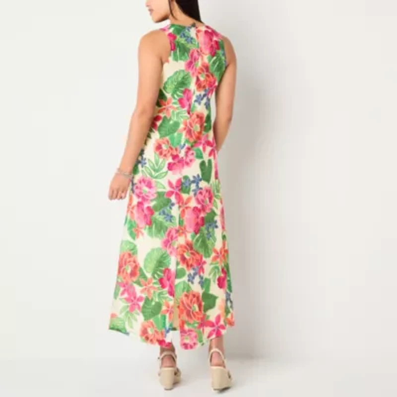 Willow Glenn Womens Sleeveless Floral Maxi Dress