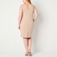 Maya Brooke Womens Jacket Dress Plus
