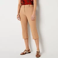 Liz Claiborne Womens Stretch Fabric Straight Mid Rise Capri Pant