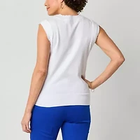 Liz Claiborne Womens Round Neck Sleeveless Pullover Sweater