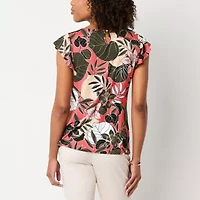 Liz Claiborne Womens Crew Neck Short Sleeve Blouse