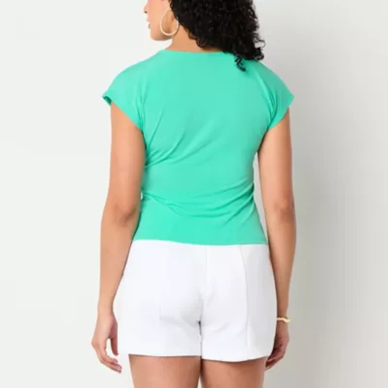 Bold Elements Womens V Neck Short Sleeve Blouse