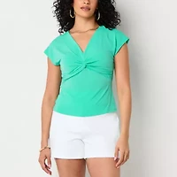 Bold Elements Womens V Neck Short Sleeve Blouse