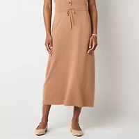 Liz Claiborne Womens Mid Rise Midi A-Line Skirt