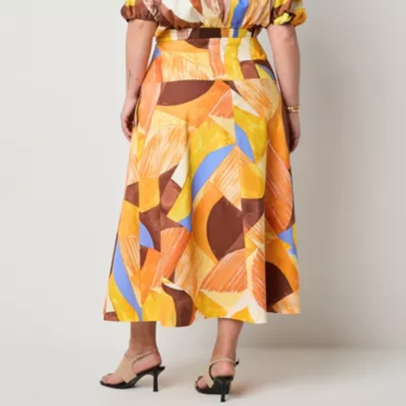 Worthington Womens Long Full Skirt Plus