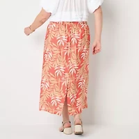 Liz Claiborne Womens Mid Rise Midi Plus A-Line Skirt