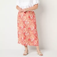 Liz Claiborne Womens Mid Rise Midi Plus A-Line Skirt