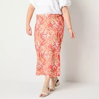 Liz Claiborne Womens Mid Rise Midi Plus A-Line Skirt