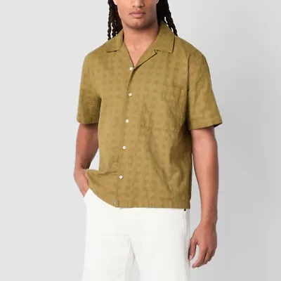 mutual weave Mens Short Sleeve Camp Shirt