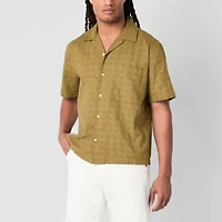 mutual weave Mens Short Sleeve Camp Shirt