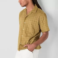 mutual weave Mens Short Sleeve Camp Shirt