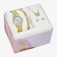 Womens Crystal Accent Gold Tone 4-pc. Watch Boxed Set Fmdjset366
