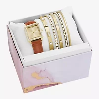 Womens Crystal Accent Brown 6-pc. Watch Boxed Set Fmdjset368