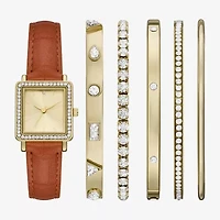 Womens Crystal Accent Brown 6-pc. Watch Boxed Set Fmdjset368