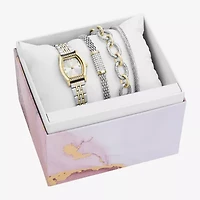 Womens Crystal Accent Two Tone 4-pc. Watch Boxed Set Fmdjset365