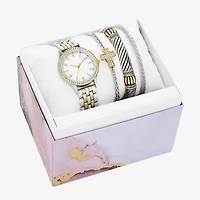 Womens Crystal Accent Two Tone 4-pc. Watch Boxed Set Fmdjset367
