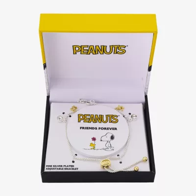 Disney Classics Womens Cubic Zirconia 10K Gold Over Brass Pure Silver Over Brass Peanuts Snoopy Charm Bracelet