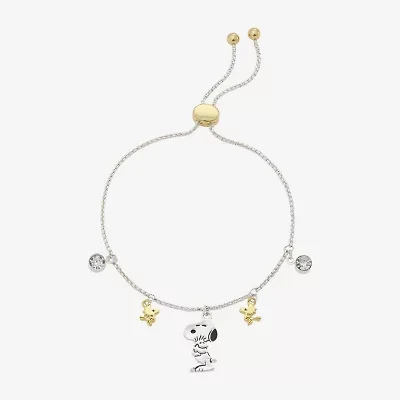 Disney Classics Womens Cubic Zirconia 10K Gold Over Brass Pure Silver Over Brass Peanuts Snoopy Charm Bracelet