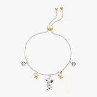 Disney Classics Womens Cubic Zirconia 10K Gold Over Brass Pure Silver Over Brass Peanuts Snoopy Charm Bracelet