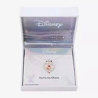 Disney Classics Womens Cubic Zirconia 14k Rose Gold Over Brass Pure Silver Over Brass Heart 16 Inch Pendant Necklace