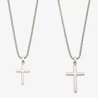 Father & Son Mens Stainless Steel Cross 2-pc. Necklace Set
