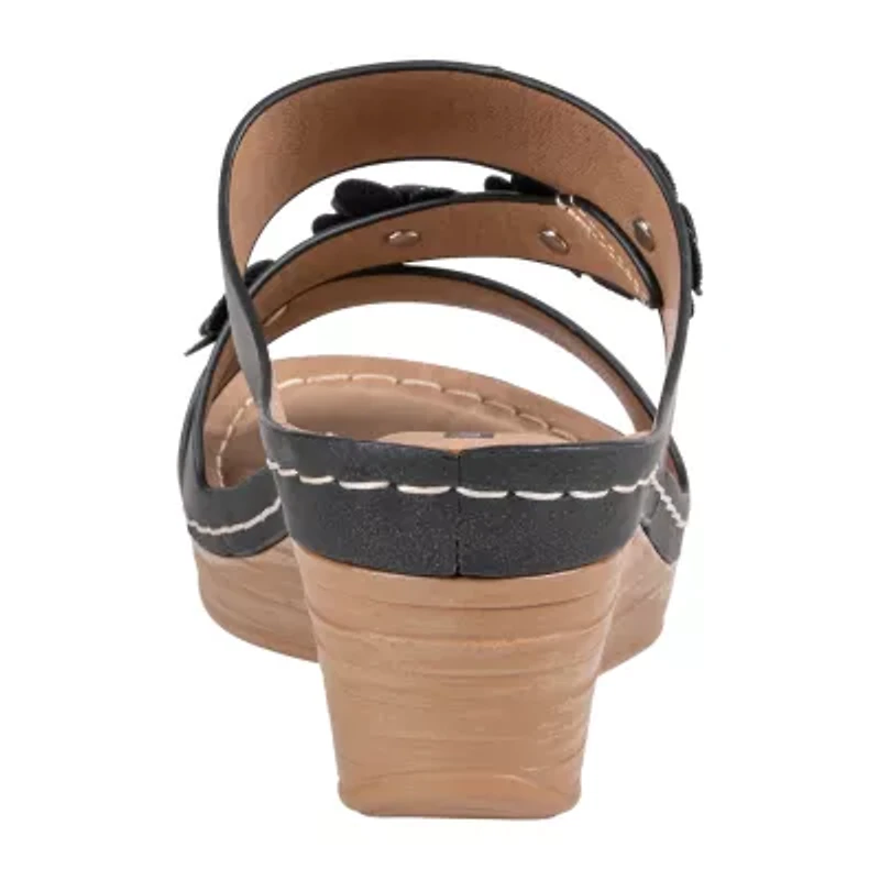 GC Shoes Womens Halia Floral Wedge Sandals