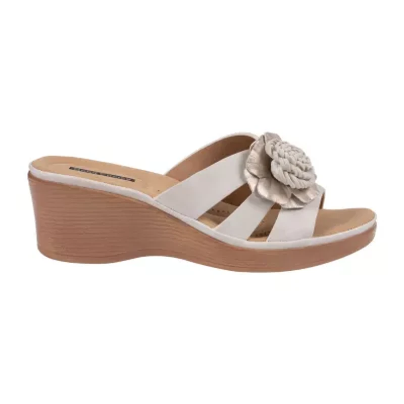 GC Shoes Womens Jenna Floral Wedge Sandals