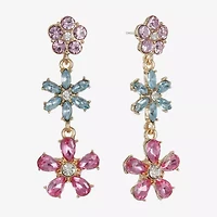 Monet Jewelry Womens Multi Color Glass Flower Hypoallergenic Drop Earrings