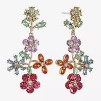 Monet Jewelry Womens Multi Color Glass Flower Hypoallergenic Drop Earrings