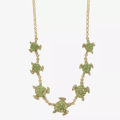 Monet Jewelry Womens Green 17 Inch Collar Necklace