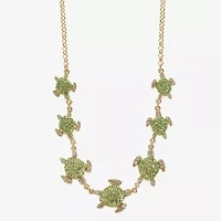 Monet Jewelry Womens Green 17 Inch Collar Necklace