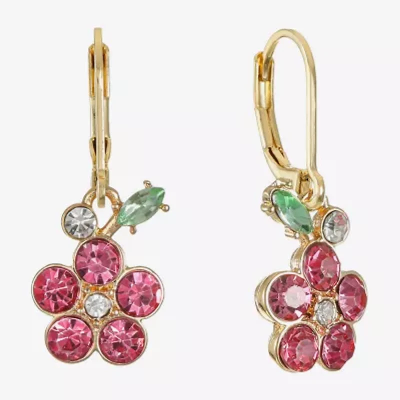 Monet Jewelry Womens Multi Color Glass Flower Drop Earrings