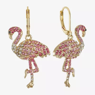 Monet Jewelry Womens Pink Glass Drop Earrings