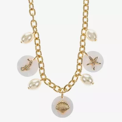 Liz Claiborne Starfish Shell Womens 17 Inch Collar Necklace
