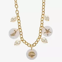 Liz Claiborne Starfish Shell Womens 17 Inch Collar Necklace