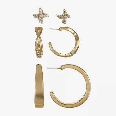 Monet Jewelry Womens Glass Hypoallergenic 3 Pair Earring Set