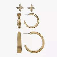 Monet Jewelry Womens Glass Hypoallergenic 3 Pair Earring Set