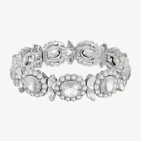 Monet Jewelry Womens Glass Simulated Pearl Oval Stretch Bracelet