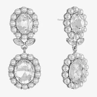 Monet Jewelry Womens Glass Simulated Pearl Oval Hypoallergenic Drop Earrings