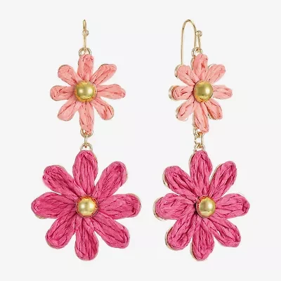 Liz Claiborne Womens Flower Drop Earrings