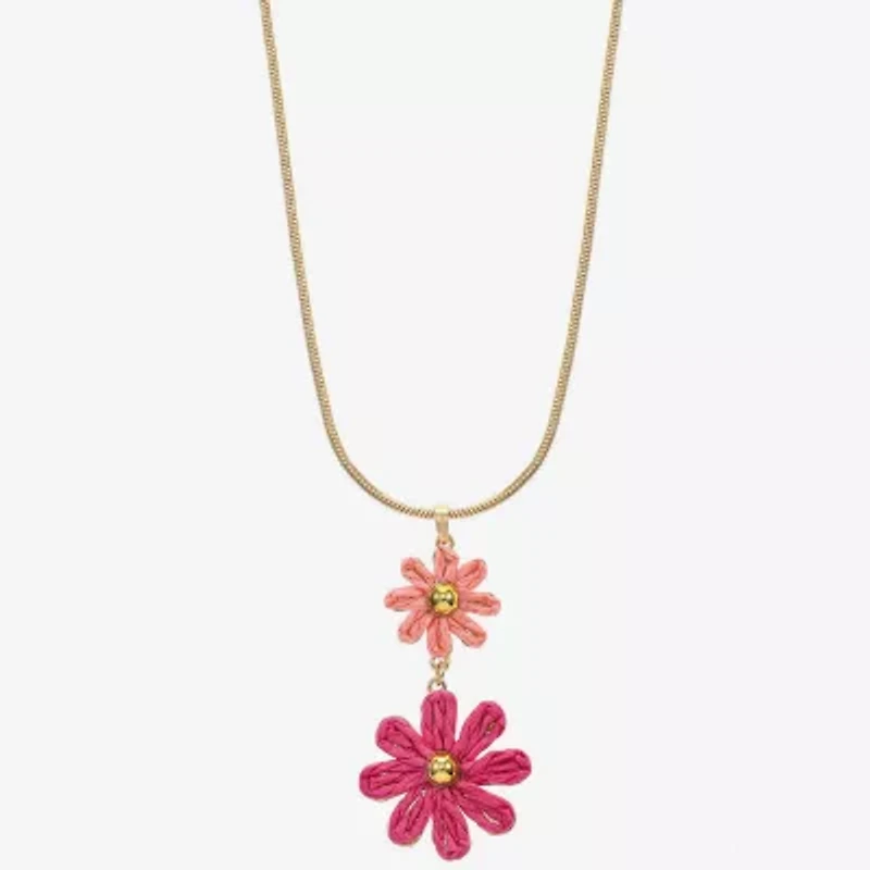 Liz Claiborne Womens Flower 17 Inch Pendant Necklace