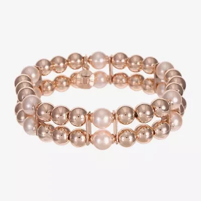 Monet Jewelry Womens Simulated Pearl Round Stretch Bracelet